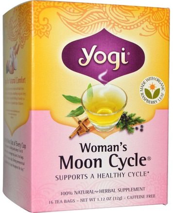 Womans Moon Cycle, Caffeine Free, 16 Tea Bags, 1.12 oz (32 g) by Yogi Tea-Hälsa, Premenstruellt Syndrom, Premenstruellt