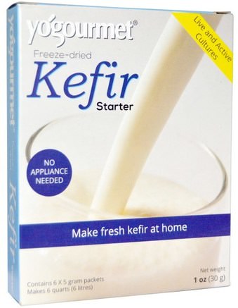 Kefir Starter, Freeze-Dried, 6 Packets, 5 g Each by Yogourmet-Kosttillskott, Kefir
