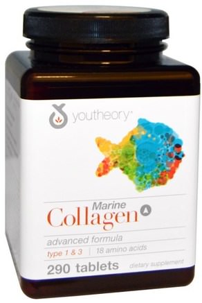 Marine Collagen Advanced Formula, 290 Tablets by Youtheory-Hälsa, Ben, Osteoporos, Kollagen