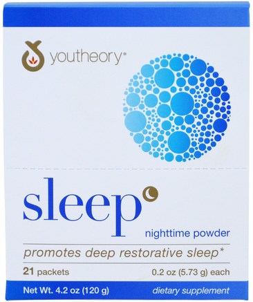 Sleep, Nighttime Powder, 21 Packets, 0.2 oz (5.73 g) Each by Youtheory-Kosttillskott, Sömn