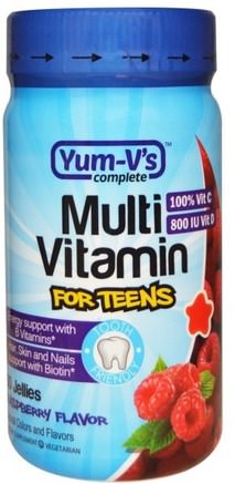 Multi Vitamin for Teens, Raspberry Flavor, 60 Jellies by Yum-Vs-Vitaminer, Multivitaminer, Multivitamingummier