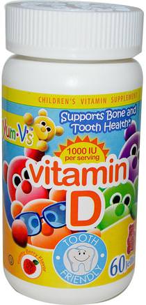Vitamin D, Yummy Berry Flavor, 1000 IU, 60 Jellies by Yum-Vs-Vitaminer, Vitamin D3, Vitamin D Gummies, Barns Hälsa, Barngummier