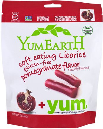 Soft Eating Gluten Free Pomegranate Licorice + Yum, 5 oz (140 g) by YumEarth-Mat, Lakrits, Mellanmål, Godis