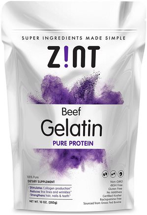 Beef Gelatin, Pure Protein, 10 oz (283 g) by Z!NT-Kosttillskott, Protein, Nagelhälsa, Gelatin