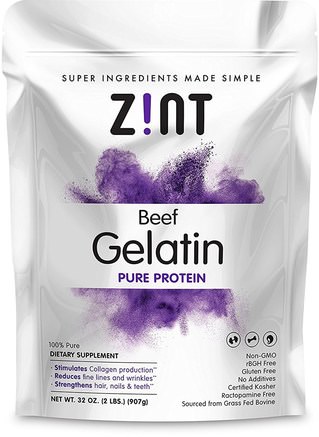Beef Gelatin, Pure Protein, 32 oz (907 g) by Z!NT-Kosttillskott, Protein, Nagelhälsa, Gelatin