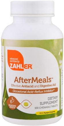 AfterMeals, Effective Antiacid and Digestive Aid, 100 Chewable Tablets by Zahler-Kosttillskott, Enzymer