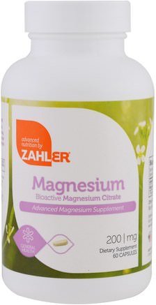 Magnesium, Advanced Magnesium Supplement, 200 mg, 60 Capsules by Zahler-Kosttillskott, Mineraler, Magnesium