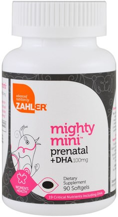 Mighty Mini Prenatal + DHA, 100 mg, 90 Softgels by Zahler-Vitaminer, Prenatala Multivitaminer