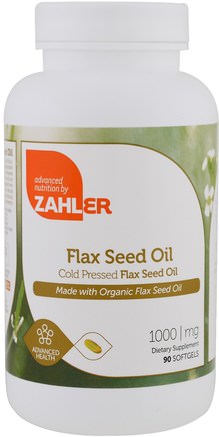 Organic Flax Seed Oil, 1.000 mg, 90 Softgels by Zahler-Kosttillskott, Efa Omega 3 6 9 (Epa Dha), Linolja