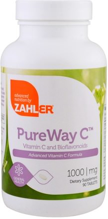 PureWay C, Advanced Vitamin C, 1.000 mg, 90 Tablets by Zahler-Kosttillskott, Antioxidanter, Vitaminer