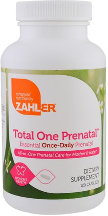 Total One Prenatal, Essential Once-Daily Prenatal, 120 Capsules by Zahler-Vitaminer, Prenatala Multivitaminer