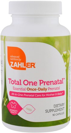 Total One Prenatal, Essential Once-Daily Prenatal, 90 Capsules by Zahler-Vitaminer, Prenatala Multivitaminer