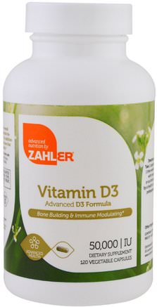Vitamin D3, 50.000 IU, 120 Vegetable Capsules by Zahler-Vitaminer, Vitamin D3
