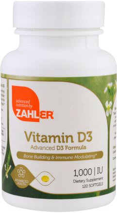 Vitamin D3, Advanced D3 Formula, 1.000 IU, 120 Softgels by Zahler-Vitaminer, Vitamin D3