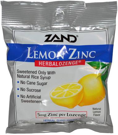 Lemon Zinc, Herbalozenge, Natural Lemon Flavor, 15 Lozenges by Zand-Kosttillskott, Mineraler, Zink Pastiller, Hälsa, Kyla Och Influensa