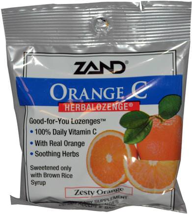 Orange C, Herbalozenge, Zesty Orange, 15 Lozenges by Zand-Hälsa, Lung Och Bronkial, Hosta Droppar