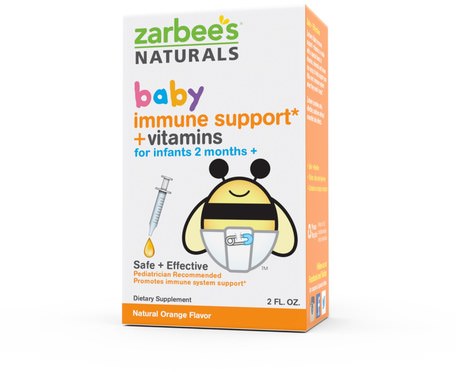 Baby, Immune Support + Vitamins, Natural Orange Flavor, 2 fl oz by Zarbees-Barns Hälsa, Immunförsvar