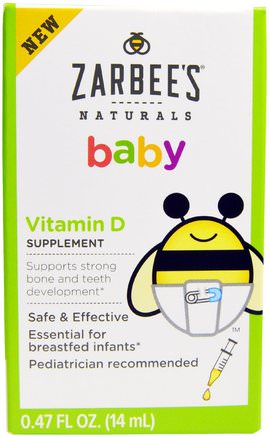 Naturals, Baby, Vitamin D, 0.47 fl oz (14 ml) by Zarbees-Vitaminer, Vitamin D3, Vitamin D3 Vätska, Barns Hälsa, Baby, Spädbarnstillskott