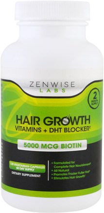 Hair Growth, Vitamins Plus DHT Blocker, 120 Veggie Caps by Zenwise Health-Vitaminer, Vitamin B