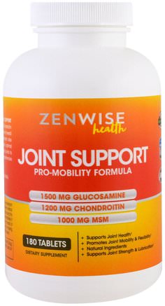 Joint Support, Pro-Mobility Formula with Glucosamine, Chondroitin and MSM, 180 Tablets by Zenwise Health-Hälsa, Ben, Osteoporos, Gemensam Hälsa