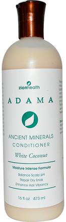 Adama, Ancient Minerals Conditioner, White Coconut, 16 fl oz (473 ml) by Zion Health-Bad, Skönhet, Hår, Hårbotten, Schampo, Balsam, Balsam