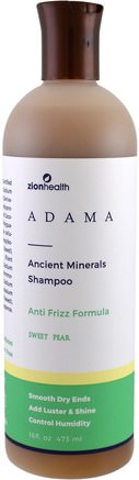 Adama, Ancient Minerals Shampoo, Anti Frizz Formula, Sweet Pear, 16 fl oz (473 ml) by Zion Health-Bad, Skönhet, Hår, Hårbotten, Schampo, Balsam