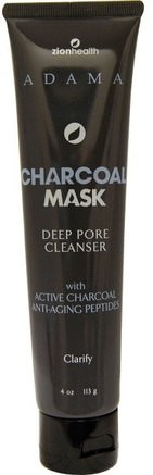 Adama, Charcoal Mask, Deep Pore Cleanser, 4 oz (113 g) by Zion Health-Skönhet, Ansiktsmask, Lera Masker, Ansiktsvård, Ansiktsrengöring