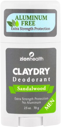 Clay Dry Mens Deodorant, Sandalwood, 2.5 oz (70 g) by Zion Health-Bad, Skönhet, Deodorant