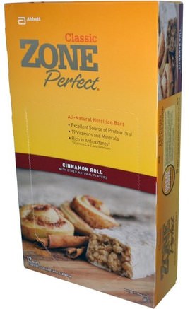Classic, All-Natural Nutrition Bars, Cinnamon Roll, 12 Bars, 1.76 oz (50 g) Each by ZonePerfect-Sport, Protein Barer, Näringsrika Barer