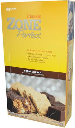 Classic, All-Natural Nutrition Bars, Fudge Graham, 12 Bars, 1.76 oz (50 g) Each by ZonePerfect-Sport, Protein Barer, Näringsrika Barer