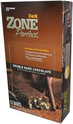 Dark, All-Natural Nutrition Bars, Double Dark Chocolate, 12 Bars, 1.58 oz (45 g) Each by ZonePerfect-Kosttillskott, Näringsrika Barer