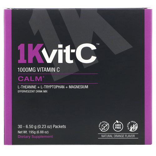1Kvit-C, Vitamin C, Calm, Effervescent Drink Mix, Natural Orange Flavor, 1,000 mg, 30 packets. 0.23 oz (6.50 g) Each Review