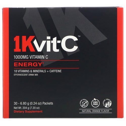 1Kvit-C, Vitamin C, Energy, Effervescent Drink Mix, Natural Orange Flavor, 1,000 mg, 30 packets. 0.24 oz (6.80 g) Each Review