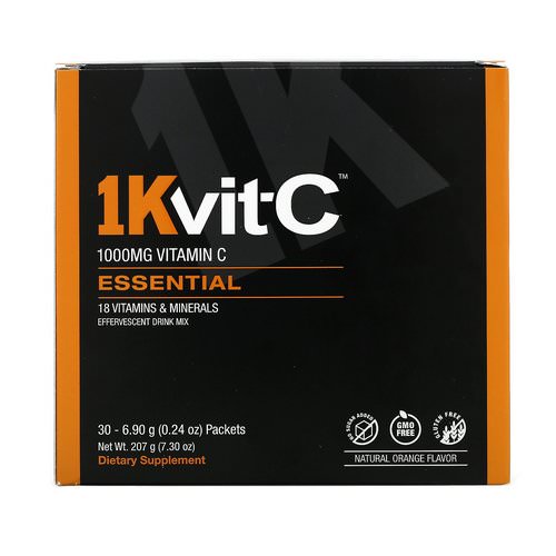 1Kvit-C, Vitamin C, Essential, Effervescent Drink Mix, Natural Orange Flavor, 1,000 mg, 30 Packets, 0.24 oz (6.90 g) Each Review