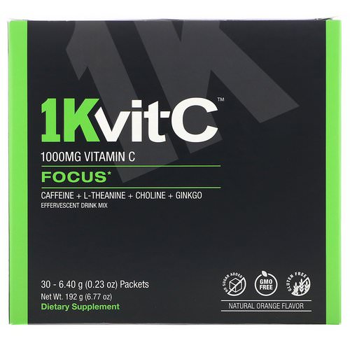 1Kvit-C, Vitamin C, Focus, Effervescent Drink Mix, Natural Orange Flavor, 1,000 mg, 30 packets. 0.23 oz (6.40 g) Each Review