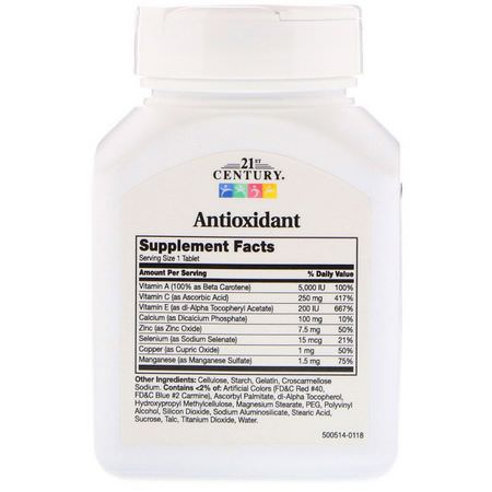 Antioxidant, Antioxidanter, Kosttillskott: 21st Century, Antioxidant, 75 Tablets