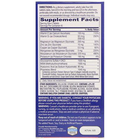 Glukosaminkondroitin, Led, Ben, Kosttillskott: 21st Century, Arthri-Flex Advantage + Vitamin D3, 180 Coated Tablets
