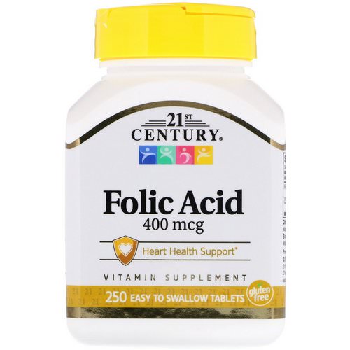 21st Century, Folic Acid, 400 mcg, 250 Easy to Swallow Tablets Review