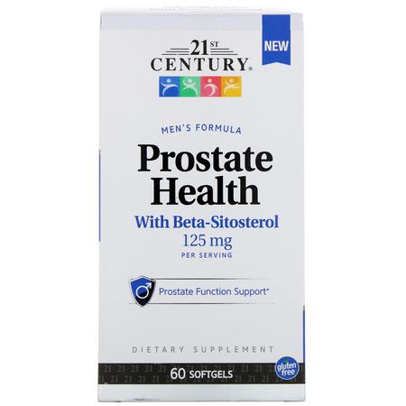 Prostata, Mäns Hälsa, Kosttillskott: 21st Century, Prostate Health with Beta-Sitosterol, 125 mg, 60 Softgels