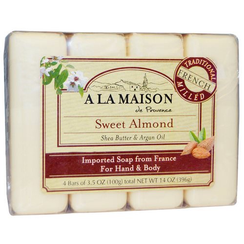 A La Maison de Provence, Hand & Body Bar Soap, Sweet Almond, 4 Bars, 3.5 oz Each Review