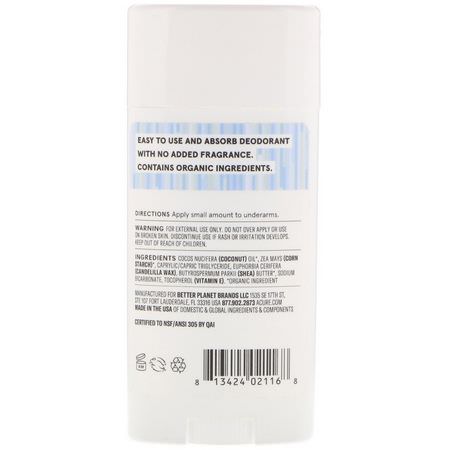 Deodorant, Bath: Acure, Deodorant, Fragrance Free, 2.25 oz (63.78 g)