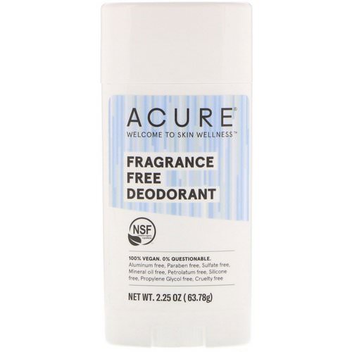 Acure, Deodorant, Fragrance Free, 2.25 oz (63.78 g) Review