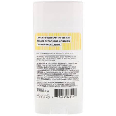 Deodorant, Bath: Acure, Deodorant, Lemon Verbena, 2.25 oz (63.78 g)