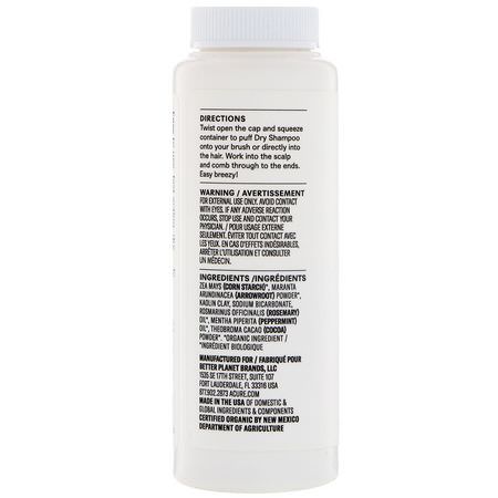 Torr Schampo, Hårvård, Bad: Acure, Dry Shampoo, For Brunette to Dark Hair, 1.7 oz (48 g)