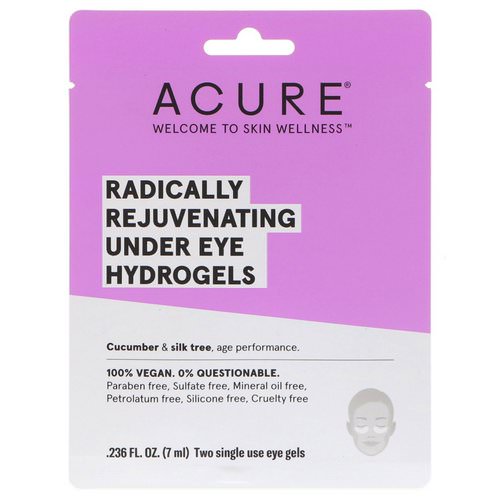 Acure, Radically Rejuvenating Under Eye Hydrogels Mask, 2 Single Use Eye Gels, 0.236 fl oz (7 ml) Review