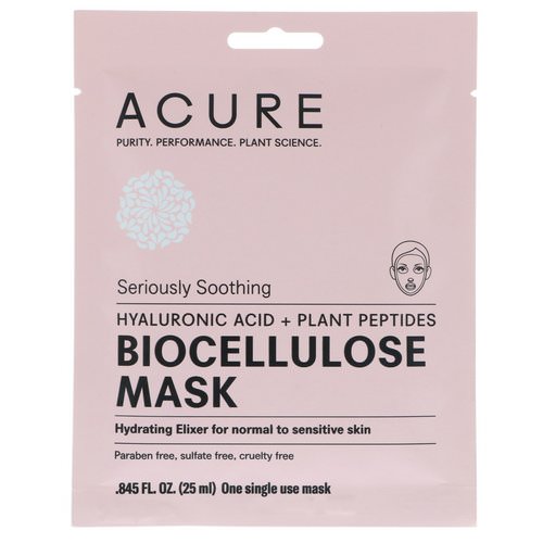 Acure, Seriously Soothing, Biocellulose Mask, 1 Single Use Mask, 0.845 fl oz (25 ml) Review