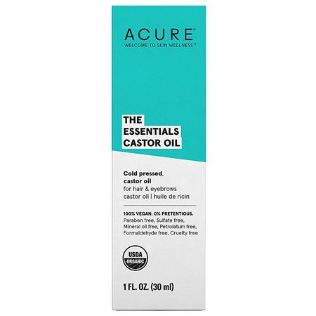 Hjul, Massageoljor, Kropp, Bad: Acure, The Essentials Castor Oil, 1 fl oz (30 ml)