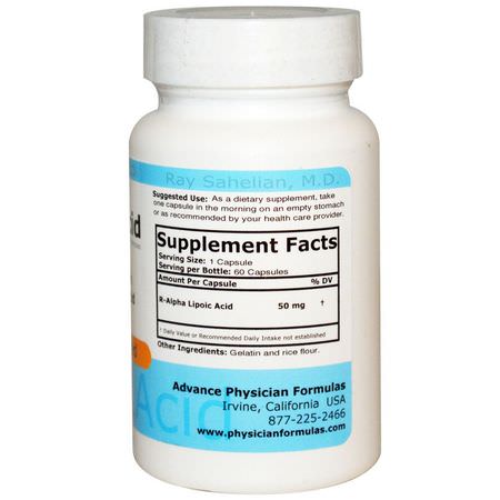 Alpha Lipoic Acid, Antioxidants, Supplements: Advance Physician Formulas, R-Lipoic Acid, 50 mg, 60 Capsules
