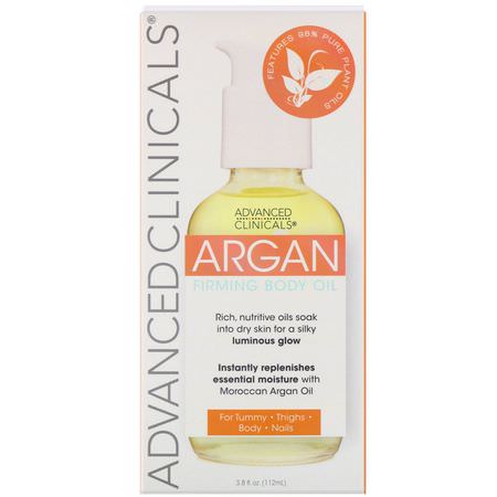 Argan Oil, Beauty, Argan, Massage Oils: Advanced Clinicals, Argan, Firming Body Oil, 3.8 fl oz (112 ml)