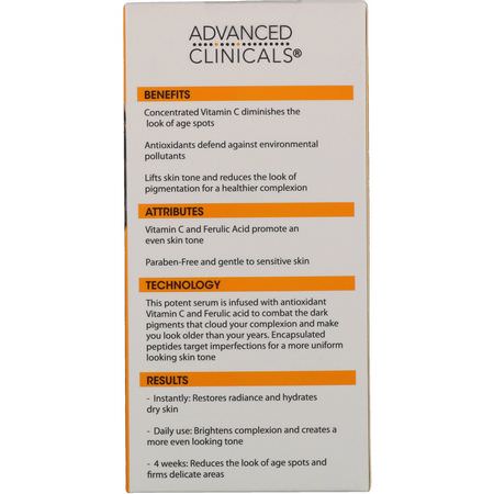 C-Vitamin, Uppstramning, Anti-Aging, Serum: Advanced Clinicals, Vitamin C, Anti Aging Serum, 1.75 fl oz (52 ml)
